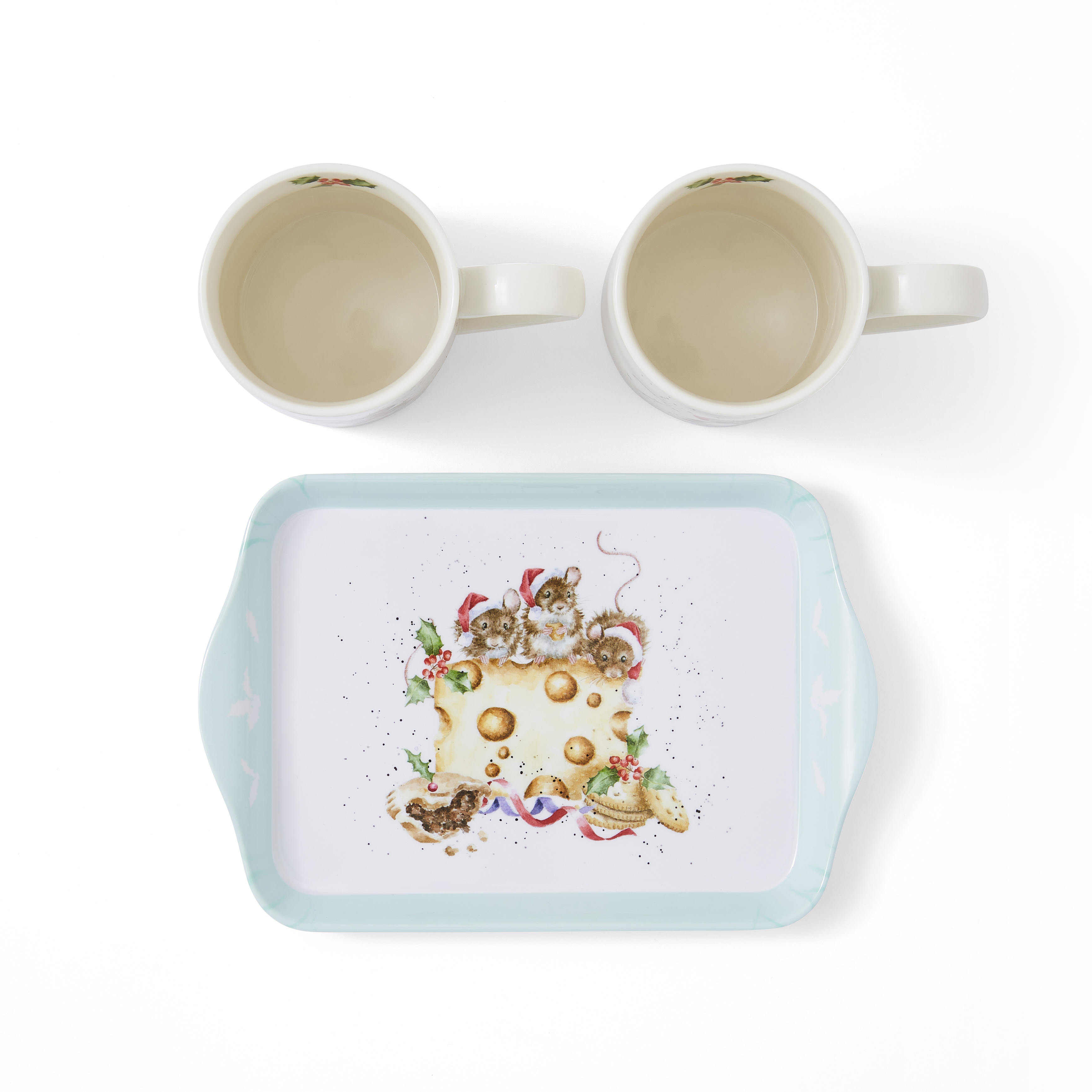 Wrendale Designs Holly Jolly Christmas 3 Piece Mug & Tray Set (Mouse) image number null
